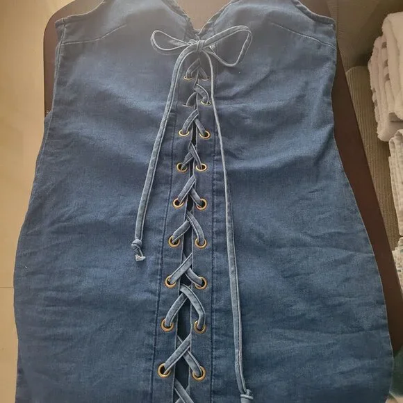 Small Sexy Demin Dress - Mini Bodycon - Picture 3 of 10